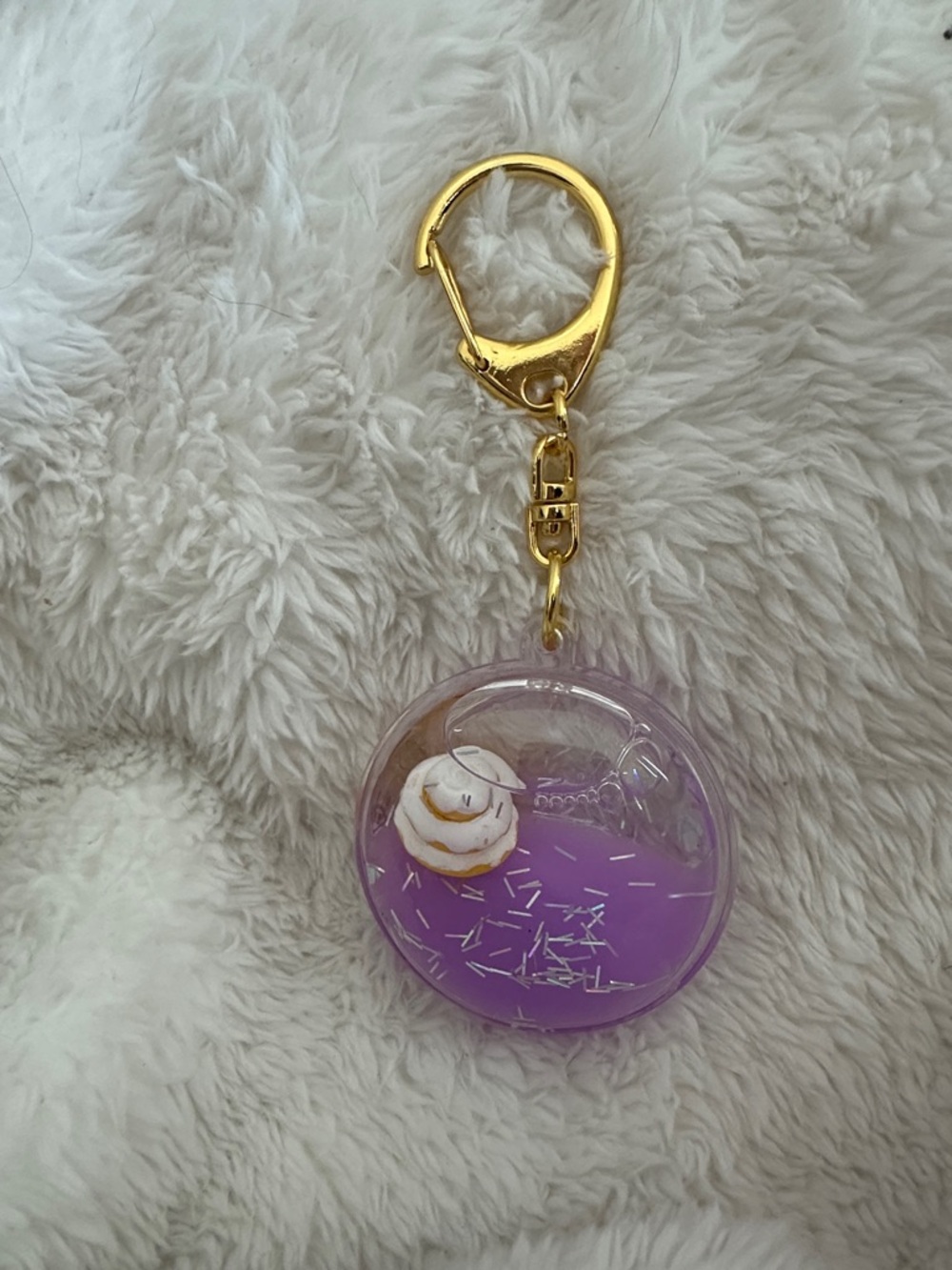 Tsunameez Purple Resin cinnamon roll Keychain with frosting Accent
